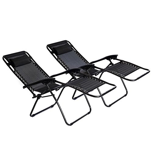 Nero Sedia Textoline Zero Gravity Sedia da Giardino Piscina Reclinabile Pieghevole Lettino sole