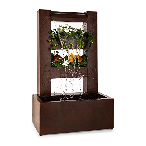 Blumfeldt Lemuria Fontana da Giardino Fontanella con Giochi d'Acqua (Pompa 30 Watt, Cavo 10 Metri, Cascata sul Livello Superiore, Due Livelli Utilizzabili Come vasi per Piante)