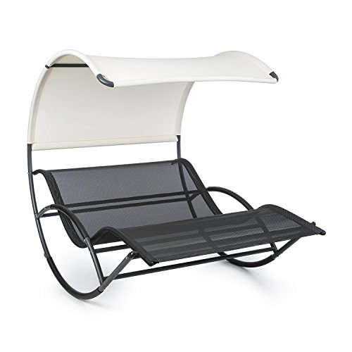 Blumfeldt The Big Easy • Divano da Giardino a Dondolo • Lettino • Ergonomico • Resistente alle intemperie • Tetto Impermeabile • Protezione Raggi UV • Alluminio • Uso Interno o Esterno • Max. 350 kg