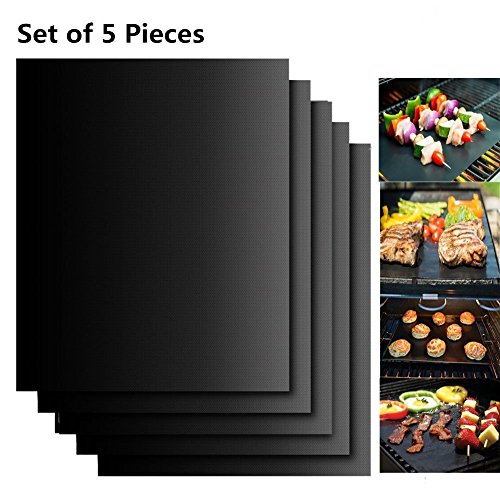 EXTSUD BBQ Griglia Tappetini Set Stuoie Barbecue Antiaderente Riutilizzabili Senza-PFOA, Tappeto Resistente al Calore per Griglia a Carbone Gas Weber Forno Elettrico, Perfetto per Carne Pesce Verdure