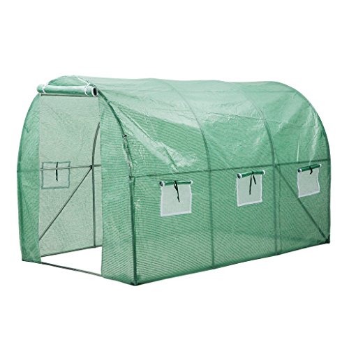 Finether Serra Giardino Tunnel con 6 Mesh Vents Copertura in Polietilene Serra di Giardino per Dentro Fuori Piante Erba e Fiori, Portatile 300cm x 200cm x 200cm