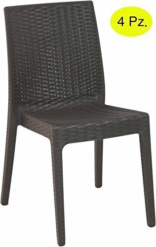 Nr 4 Sedie Selene in resina Simil Rattan Espresso