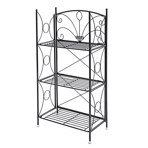 SONGMICS Portafiori 3 Ripiani Decorativa in Ferro Verniciato Fioriere per Balcone Giardino GFS102B