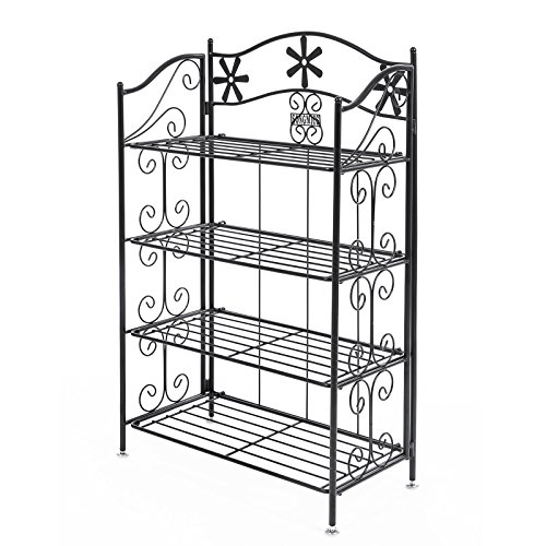 SONGMICS Portafiori 4 Ripiani Decorativa in Ferro Verniciato Fioriere per Balcone Giardino GFS103B