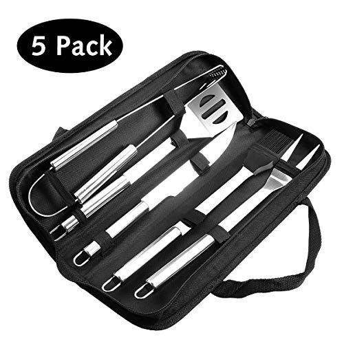 Utensili barbecue, isimsus Attrezzi per barbecue Acciaio Inox Set Di Attrezzi Per Barbecue Perfetti per Grill Accessori per Utensili da Barbecue, regalo perfetto per uomini, marito o papà - 5 pcs