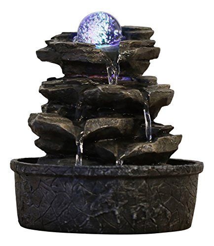 Zen Light - Fontana a Forma di Roccia, in poliresina, Colore: Marrone Scuro, 20 x 20 x 23 cm