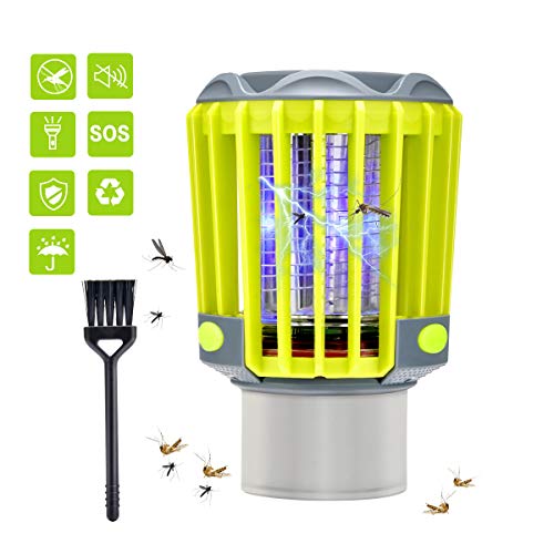 BASEIN Insetticida UV, Zanzariera Elettrica USB, 3 in 1 Lampada Anti Zanzare IP67 con Lampada da Campeggio e Torcia Elettrica Contro Zanzare, Mosche, Zanzare per Uso Interno ed Esterno