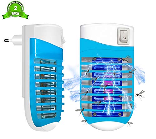 FishOaky Bug Zappers Zanzariera Elettrica, Lampada Antizanzare con Luce UV Alto-efficiente Trappola Zanzare Zanzara Killer Nontossico Elettrico Insetticida Spina EU(2PACK)