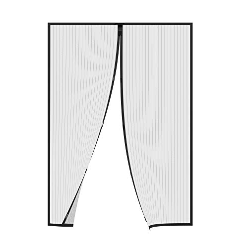 JAROLIFT Zanzariera a tenda magnetica per porte, 140 x 250 cm nero, accorciabile in altezza e larghezza