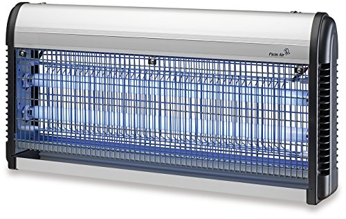 Plein Air ZAP 40 Zanzariera ElettricaCon 2 lampadeda 20 Watt a scarica elettrica 3.000V con cassetto raccogli insetti estraibile catena a sospensione;campo d'azione 150mq colore grigio metallizzato e trasformatore elettromeccanico EIN-40, PLASTICA, grigio,