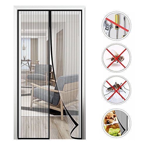 Ubegood Zanzariera Magnetica per Porte, Tenda Zanzariera Magnetica Anti Insetti Zanzariera Rete Fine Magnetica Porta Zanzariera con Calamita Moschiera per Porte di Soggiorno (100 x 220CM), Nera