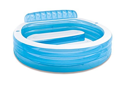 Intex-57190 Piscina Family con Poltrona, Colore Bianca/Azzurro, 224x216x76 cm, 57190