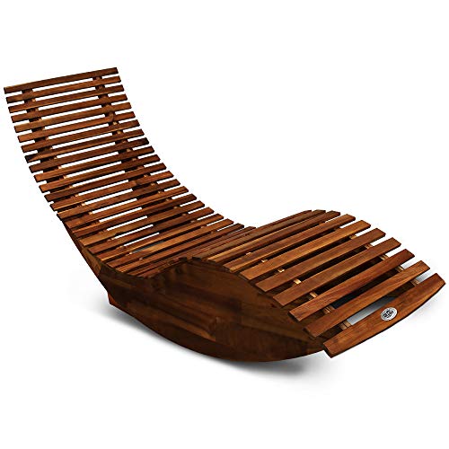 Deuba Sdraio a Dondolo Legno di Acacia con Certificato FSC Lettino Prendisole Sauna Giardino Piscina Esterno terrazza Patio