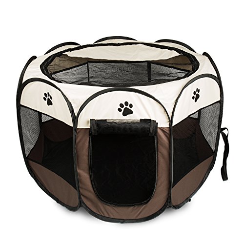 BIGWING Style Recinzione per Cuccioli Grande recinto per Animali da Usare allInterno e allEsterno Facile da Montare Coffee L