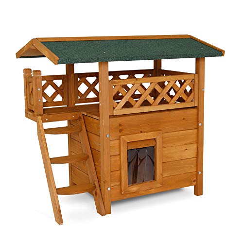 Dibea ch10810 Gatto Casa Lodge Legno 77x 50x 73cm con terrazza e Scale