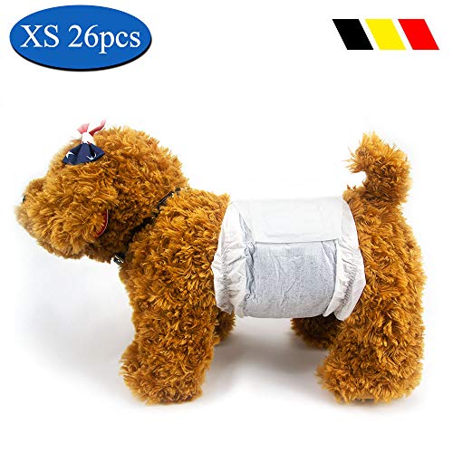 Dono Pannolini USA e Getta per Cani e Gatti Maschi  Involucri per Cani Morbidi Super assorbenti Pannolini per Cuccioli con Tecnologia al Carbonio per la deodorizzazione XS26 Count