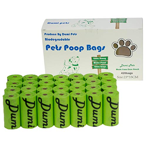 Dumi pets Sacchetti per Escrementi del Cane 420 Pezzi ecologici e biodegradabili a Prova di perdite Extra Large Spessi e Forti Verde