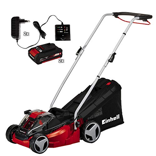 Einhell 3413140 Tagliaerba GeCm 33 Li Power XChange Ioni di Litio con 2 Batterie 20 Ah 2 Caricabatterie Larghezza Taglio 33 cm 36 V Rosso Unica