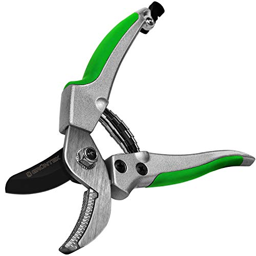 GRNTEK Cesoie Potatura a incudineTucano Forbici da Giardino 195 mm Lama in acciaio Impugnatura in alluminio gommato antiscivolo