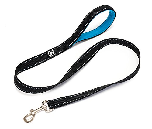 Happilax Guinzaglio per cani imbottito catarifrangente e resistente in nylon nero 120 m