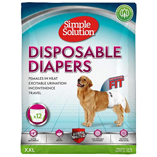 Simple Solution Nuovi True Fit Pannolini Monuso per Cani Femmina con Idicatore di Bagnato XXL  12 pezzi
