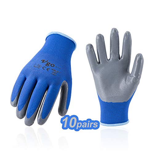Vgo10 paia Guanti guanti da lavoro e giardinaggio in nitrile guanti da giardino edile multifunzione 9LBluNT2110