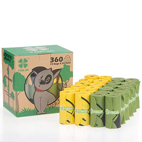 YORJA Cacca Sacchetti per bisogni dei Cane24 rotoli360 unitExtra SpessiForti e Prova di perditebiodegradabili tanches Sacchetti per Cani