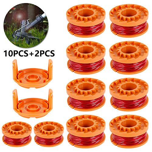 10pcs Rocchetti Filo Decespugliatore in Nylon 3m165mm WORXWG163 WG180 WG175 WG150 WG160 con 2pcs Coperchio di Ricambio