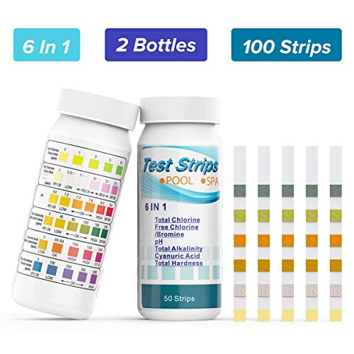 6in 1Piscina Test Strisce Homtiky Pool di test PH test dellacqua 100 strisce reattive per piscina acqua potabile pHcloroalcalinit e durezza dellacqua
