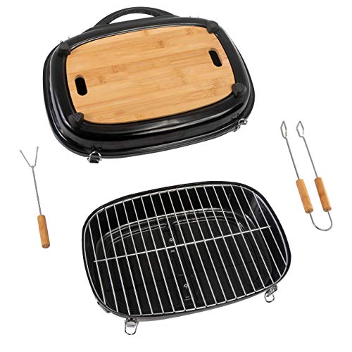 ACTIVA Pick Nick Grill Box Scatola per griglia Nera PickNick griglia per Barbecue griglia da Campeggio griglia a Carbone di Legna