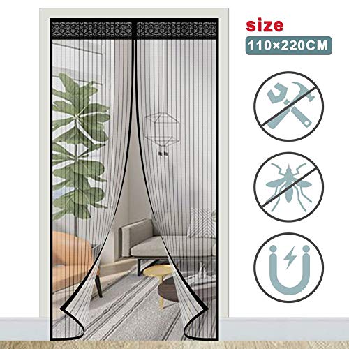 ACTOPP Zanzariera Magnetica 110 x 220cm con 28 Pezzi Magneti e Velcro Resistente Traspirante per Porta Finestra