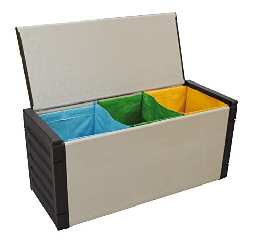 Adventa Cassapanca per la Raccolta Differenziata InternoEsterno Grigio Nero 85 x 34 x 395