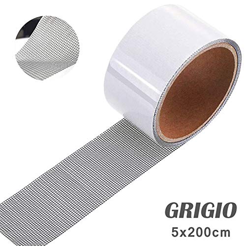 Nastro Autoadesivo in Fibra di Vetro per Rete Finestre Insetto Riparazioni Zanzariera Nastro Ripara Foro Zanzariera 2PCS Nastro per Riparare Zanzariere 2m*5cm, Nero 