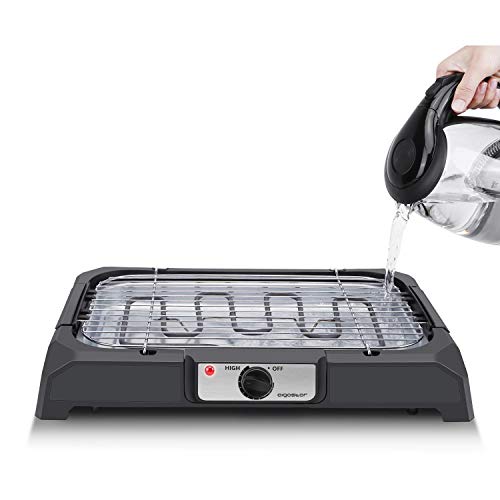 Aigostar Lava 31LDQ Griglia senza fumo griglia per barbecue elettrica interna compatta e portatile temperatura costante superficie antiaderente e vassoio rimovibile lavabile in lavastoviglie