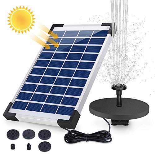 AISITIN Fontana Solare Pompa ad Acqua Solare da 55W Fontana da Giardino con Batteria con 6 Ugelli e 1 Piastra Galleggiante Circolare per Bagno per UccelliAcquarioStagno o Decorazione del Giardino