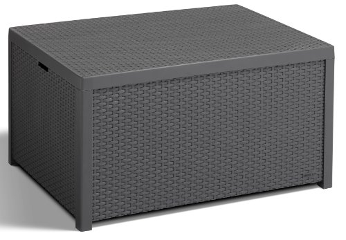 Allibert 220002 Monaco  Tavolino Loungecassapanca per Cuscini in plastica SimilVimini Colore Grigio