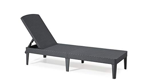 Allibert Jaipur Sedia a sdraio da giardino effetto rattan Colore grafite 58 x 1875 x 29 cm Cuscino non incluso