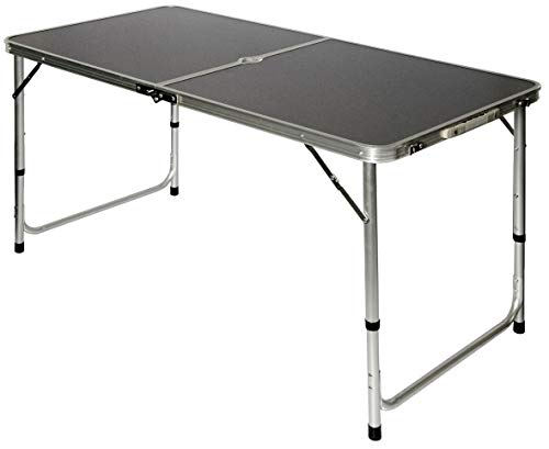 AMANKA Tavolino da PICnic 120x60x70cm Tavolo da Campeggio in Alluminio Altezza Regolabile Pieghevole Formato Valigia Grigio Scuro