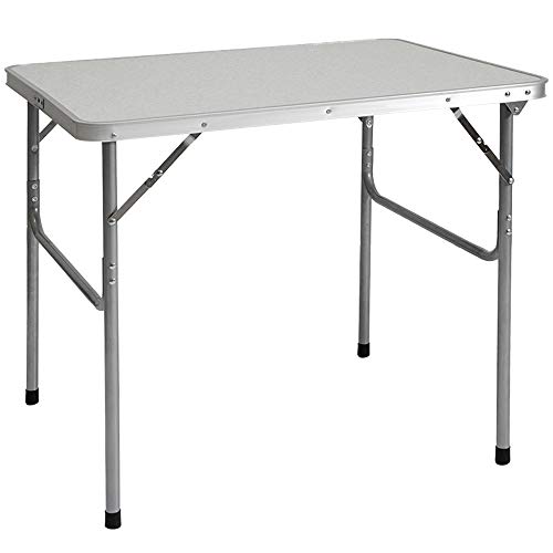 AMANKA Tavolino da PICnic 80x60x70cm Tavolo da Campeggio mercatino 3Kg in Acciaio Pieghevole Formato Valigia Grigio Chiaro