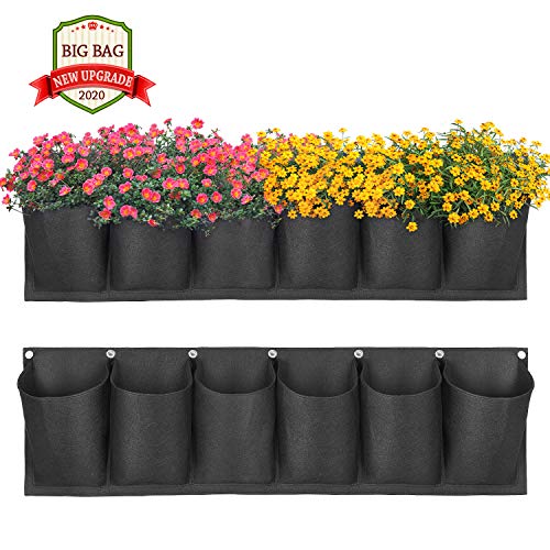 ANBET 6 Tasca fioriera da Parete appesa aggiornato Strato Impermeabile Borsa da piantare da Giardino Tasche allargate e approfondite per Balcone Giardino Cortile Ufficio Decorazione della casa