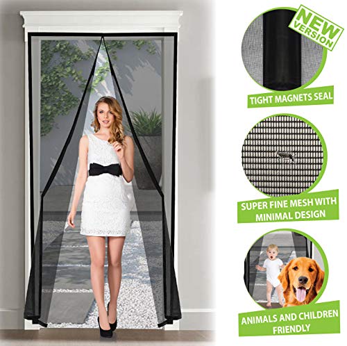 ARCOL Zanzariera Magnetica per Porte Premium  Rete Tenda Impenetrabile 120x240 cm di Design Minimal Totalmente Magnetica Chiusura Automatica Nero by Nero 120x240 cm
