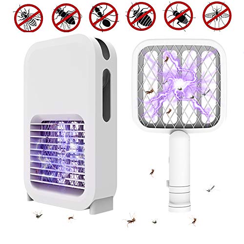 AWLGAK Racchetta Zanzare Elettrica Zanzariera Elettrica Due in Uno Lampada Anti zanzara Elettrica Trappola per ZanzareTrappola Zanzare Anti Insetti per Casa Giardino Interno Esterno
