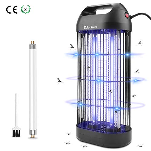 BACKTURE Zanzariera Elettrica 18W UV Lampada Antizanzare con Cassetto Raccogli Repellente Zanzare Elettrica con Spazzola Pulita e Tubo di Ricambio per Contrastare Zanzare Mosche Falene Insetti