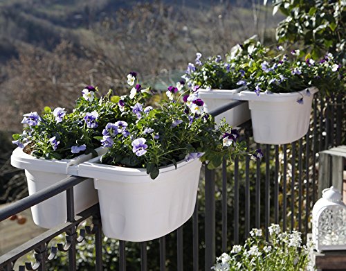 Bama 30232Klunia doppiamente Regolabile fioriera da Balcone con Serbatoio d Acqua Crema 40x 198x 185cm