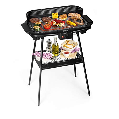 Barbecue elettrico Princess 112247  Dotato di supporto  Grandi dimensioni 47 x 28 cm Nero