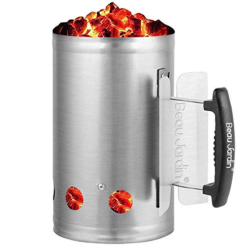 BEAU JARDIN Camino Starter 28 x 18 cm Barbecue a Carbone Accendino per Barbecue Grill di avviamento Camino in CaminoArgento Camino di accensione