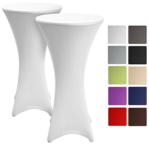 Beautissu Set da 2 tovaglie Rivestimento Elastico per tavoli da Bar Cocktail Stella 8085cm Fodera Elastica tavolini per Eventi e Catering Bianco