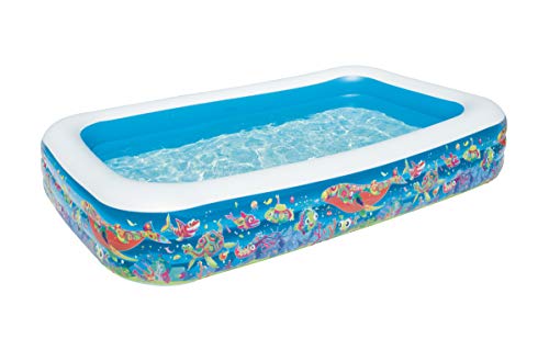 Best Way Piscina Family Rettangolare 3 Anelli con Decoro Pesci Cm 305X183X56