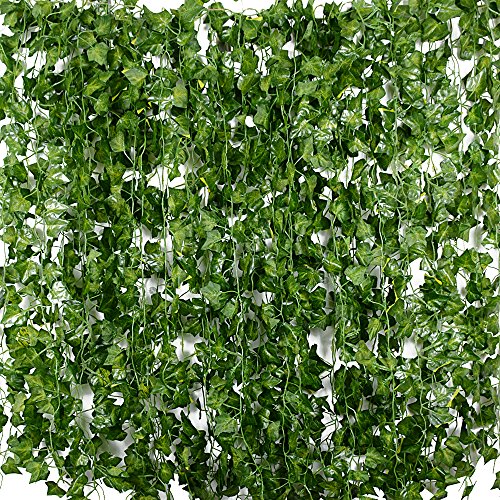 BETESSIN Edera Artificiale Finta 24 Pezzi Pianta Artificiale Rampicante Ghirlanda Tralci Fiori Decorazioni Esterne Interne per Festa Matrimonio Casa Finestra Siepe Parete di Giardino Balcone