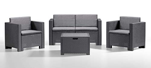 Bica 90174 Set Salottino Colorado 4 Posti 119x64x57 cm Antracite 279x155x64 cm